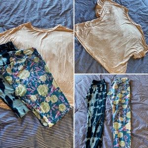 {LulaRoe} Dahl & 2 pair Leggings bundle L/OS